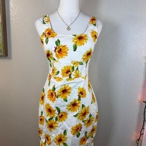 Derek Heart Sunflower Floral Cotton Mini Dress‎ Medium